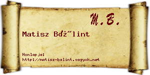 Matisz Bálint névjegykártya