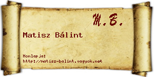 Matisz Bálint névjegykártya